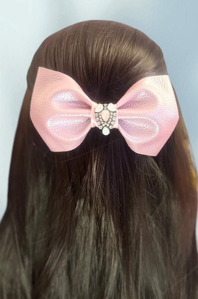 Faux Leather Bow Clip