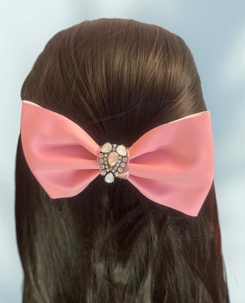 Faux Leather Bow Clip