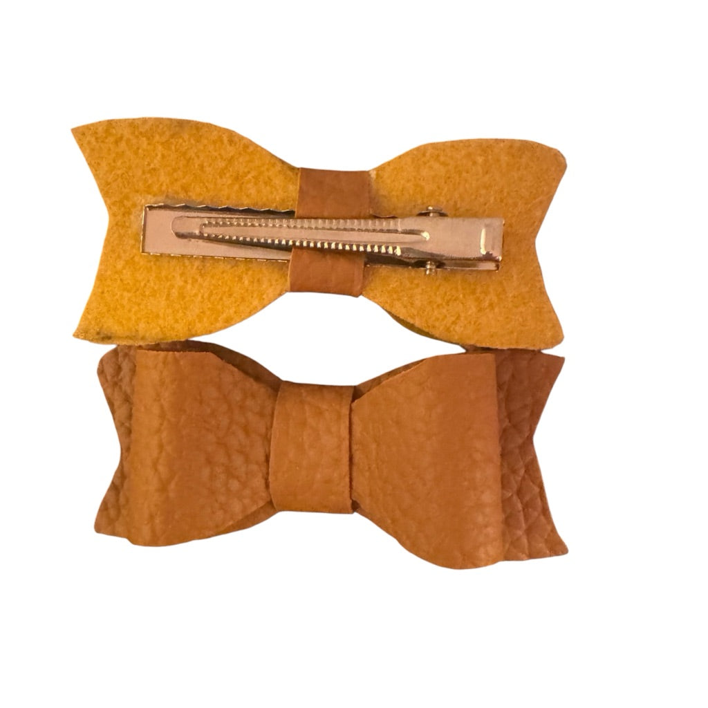 Faux Leather Bow Clip