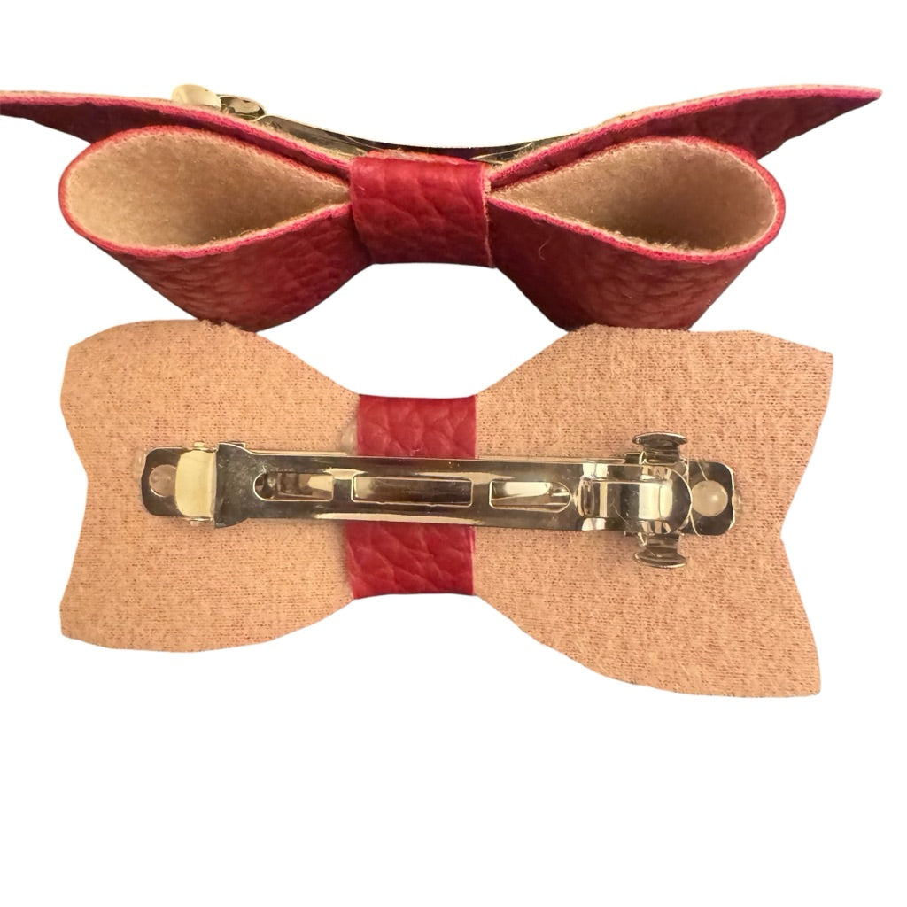 Faux Leather Bow Clip