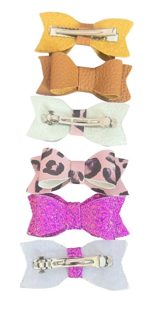 Faux Leather Bow Clip