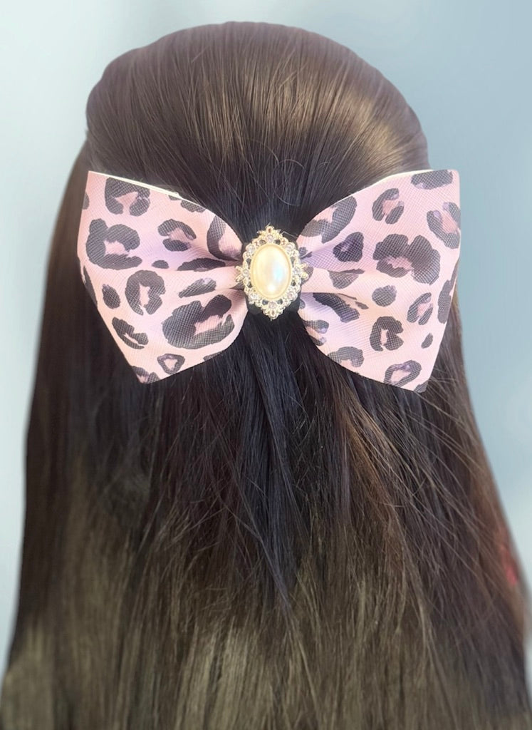 Faux Leather Bow Clip